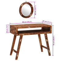 Produktbild för Smyckebord med spegel Brun 90 x 76 x 45 cm Solid återvunnen trä