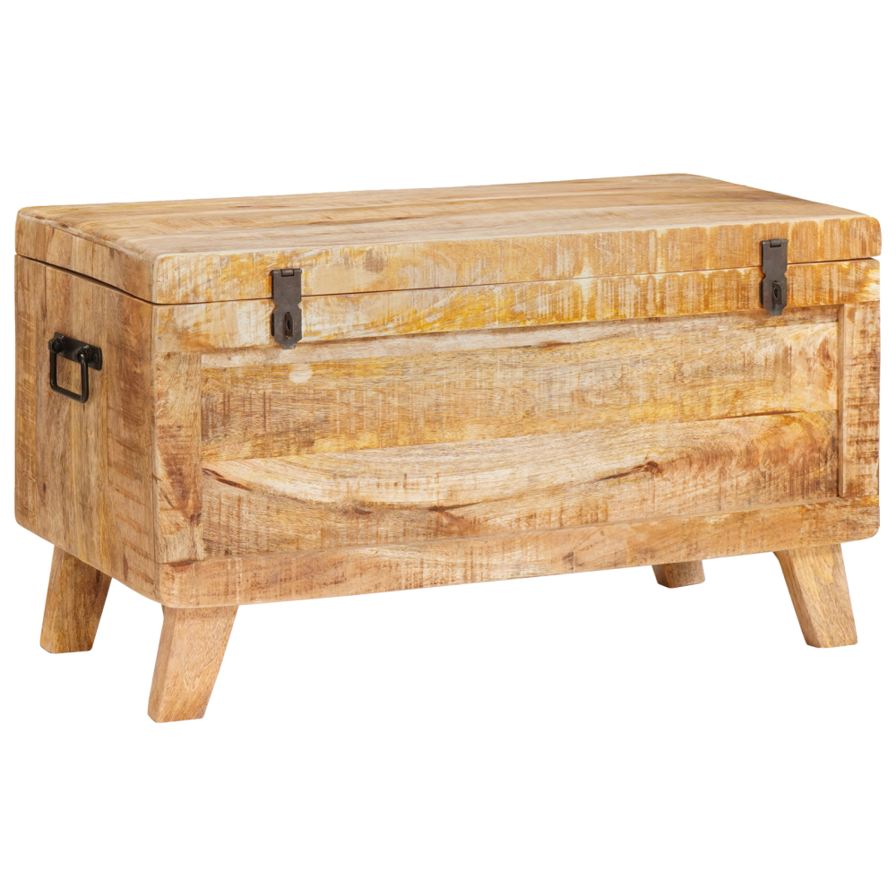 Produktbild för Förvaringslåda med lagring 70 x 35 x 40 cm massivt mangoträ
