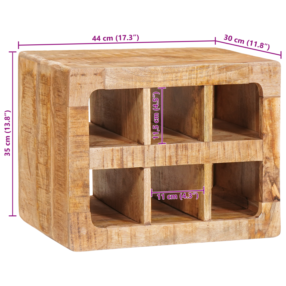 Produktbild för Vinställ med lagring Brun 44 x 30 x 35 cm Massivt mangoträ