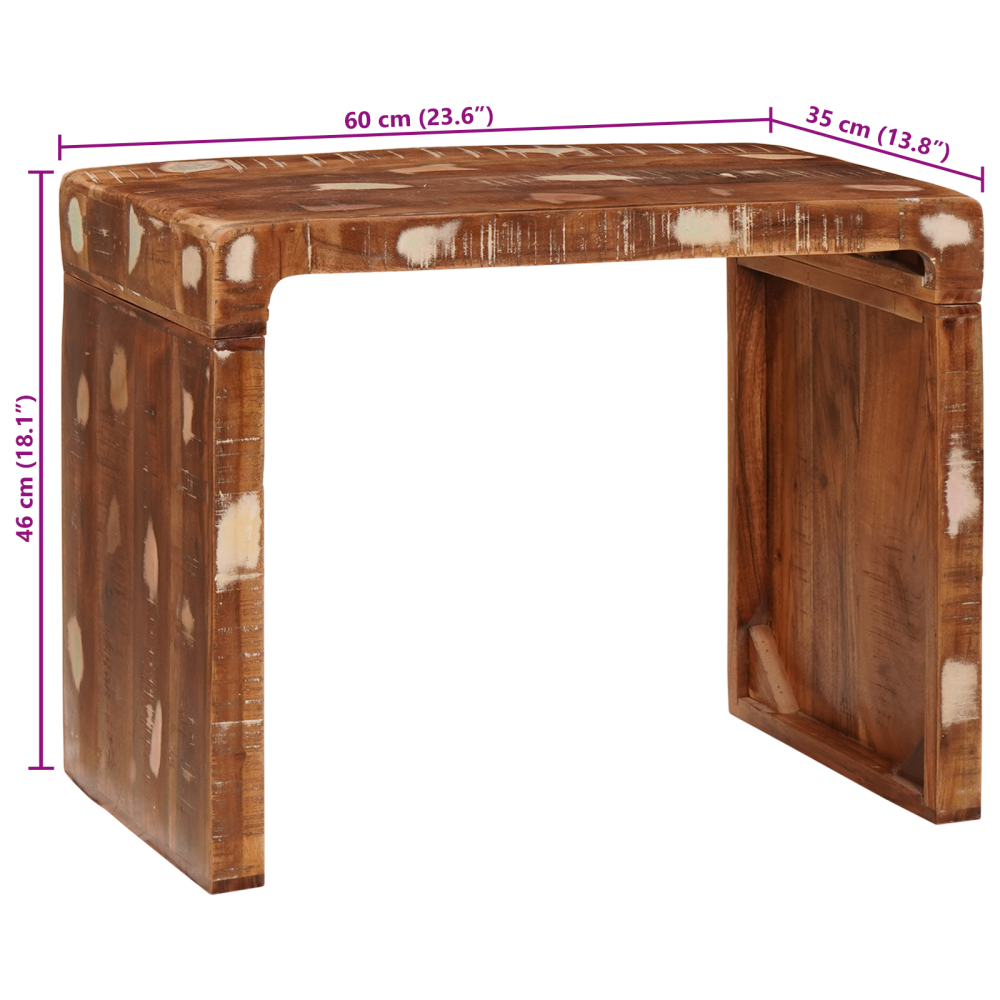 Produktbild för Sidobord Brun 60 x 35 x 46 cm Solid återvunnen trä