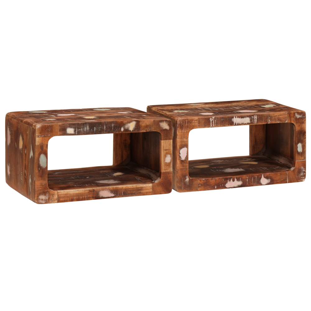 Produktbild för Sängbord 2 pcs Brun 45 x 30 x 24 cm Solid återvunnen trä