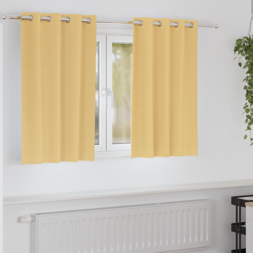 vidaXL Mörkläggningsgardiner med Ringar 2 pcs Beige 140 x 140 cm - Gardiner & Persienner