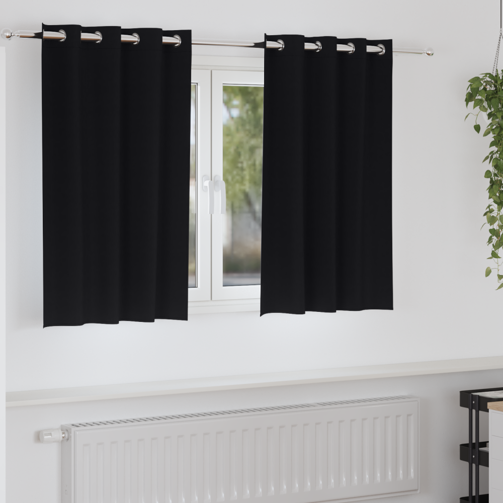 Produktbild för Mörkläggningsgardiner med Ringar 2 pcs Svart 140 x 140 cm