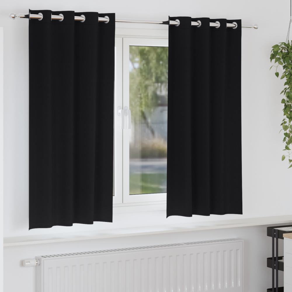 Produktbild för Mörkläggningsgardiner med Ringar 2 pcs Svart 175 x 140 cm