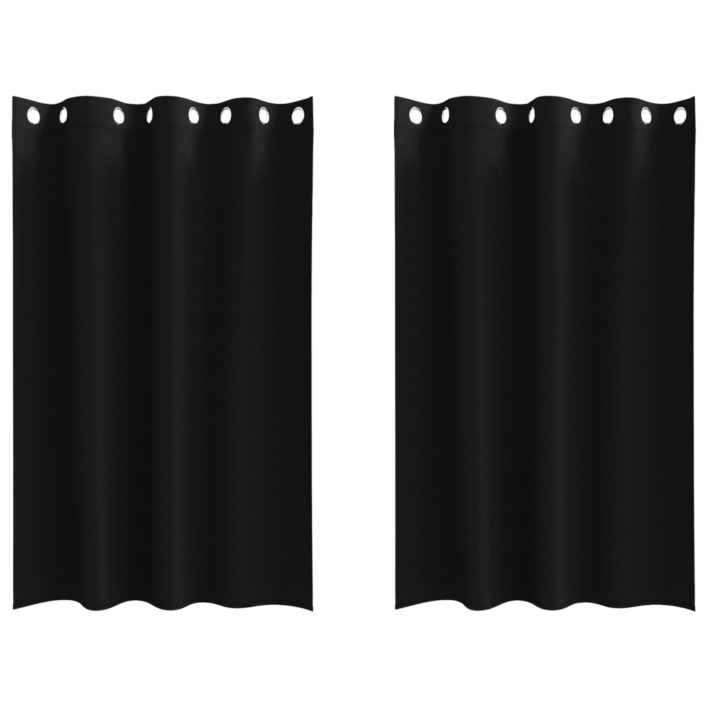Produktbild för Mörkläggningsgardiner med Ringar 2 pcs Svart 175 x 140 cm