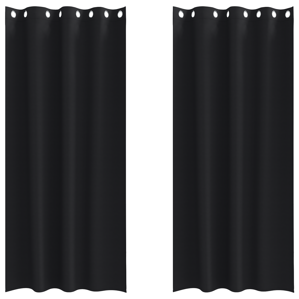 Produktbild för Mörkläggningsgardiner med Ringar 2 pcs Svart 245 x 140 cm