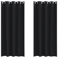Produktbild för Mörkläggningsgardiner med Ringar 2 pcs Svart 245 x 140 cm