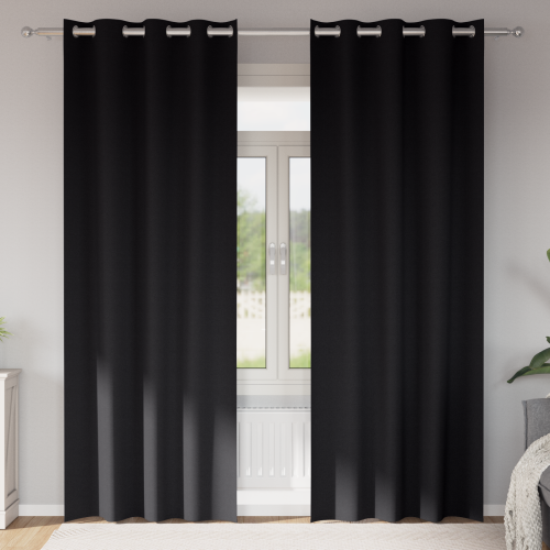 vidaXL Mörkläggningsgardiner med Ringar 2 pcs Svart 260 x 140 cm