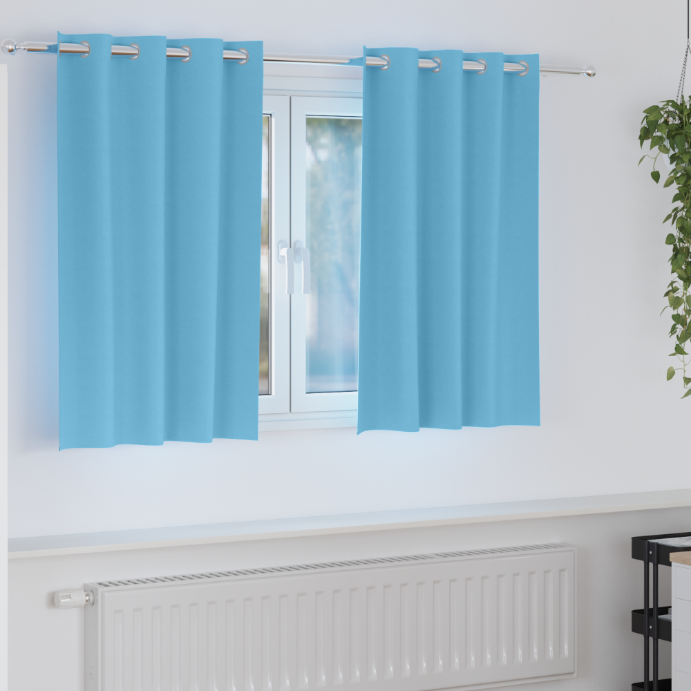 Produktbild för Mörkläggningsgardiner med Ringar 2 pcs Ljusblå 140 x 140 cm