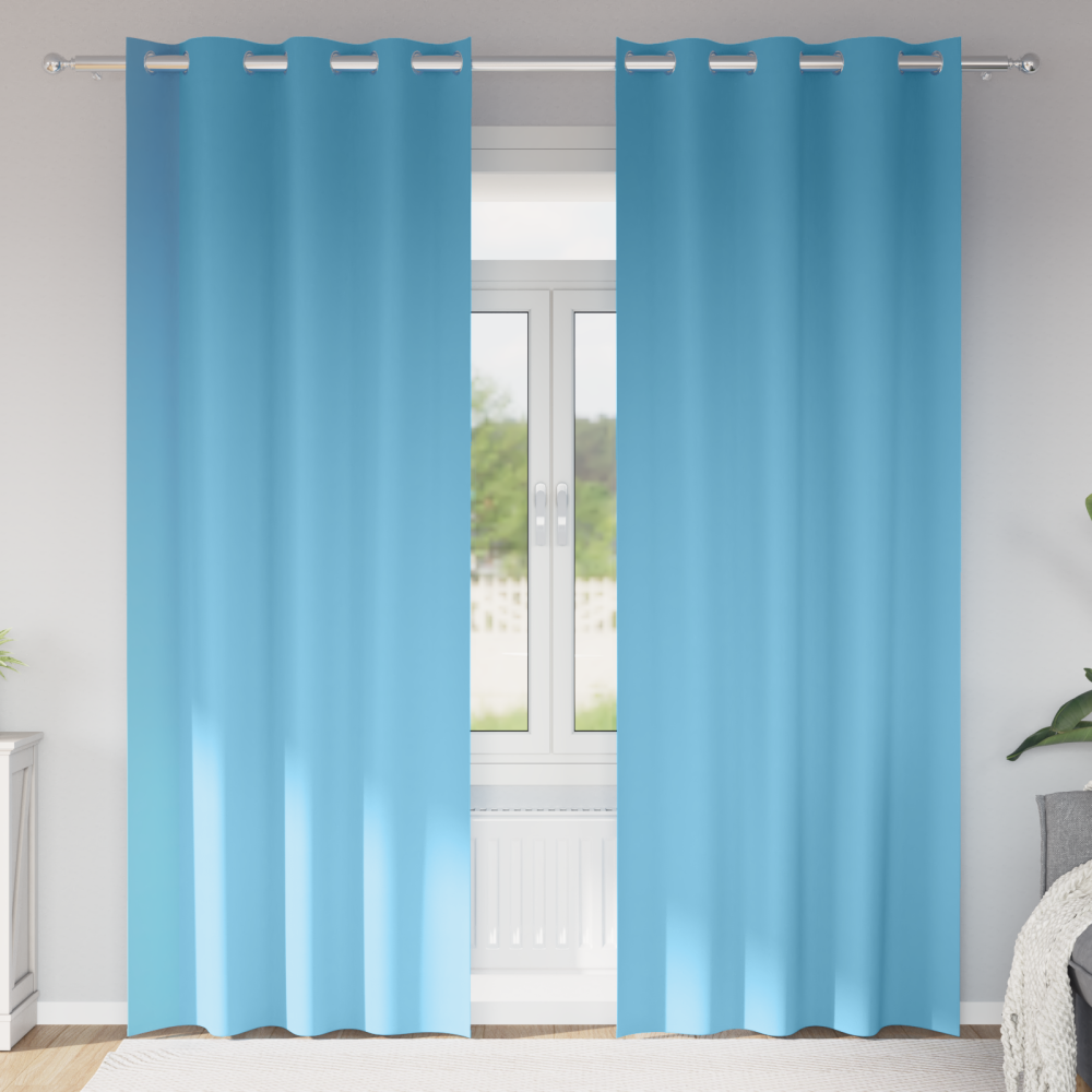 Produktbild för Mörkläggningsgardiner med Ringar 2 pcs Ljusblå 225 x 140 cm