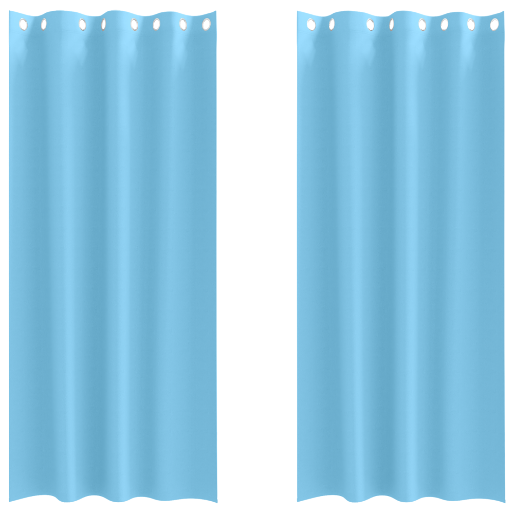 Produktbild för Mörkläggningsgardiner med Ringar 2 pcs Ljusblå 245 x 140 cm