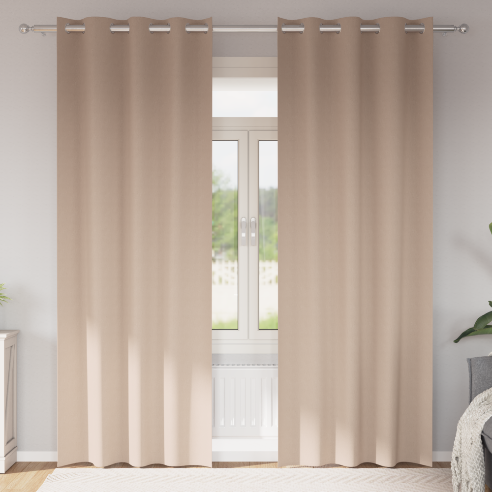 Produktbild för Mörkläggningsgardiner med Ringar 2 pcs Taupe 245 x 140 cm