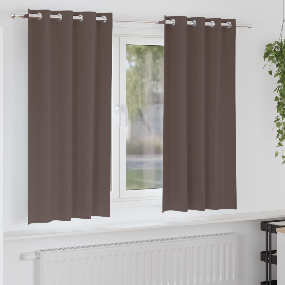 Produktbild för Mörkläggningsgardiner med Ringar 2 pcs Mörkbrun 175 x 140 cm