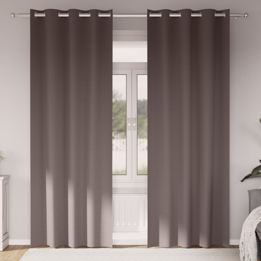 Produktbild för Mörkläggningsgardiner med Ringar 2 pcs Mörkbrun 245 x 140 cm