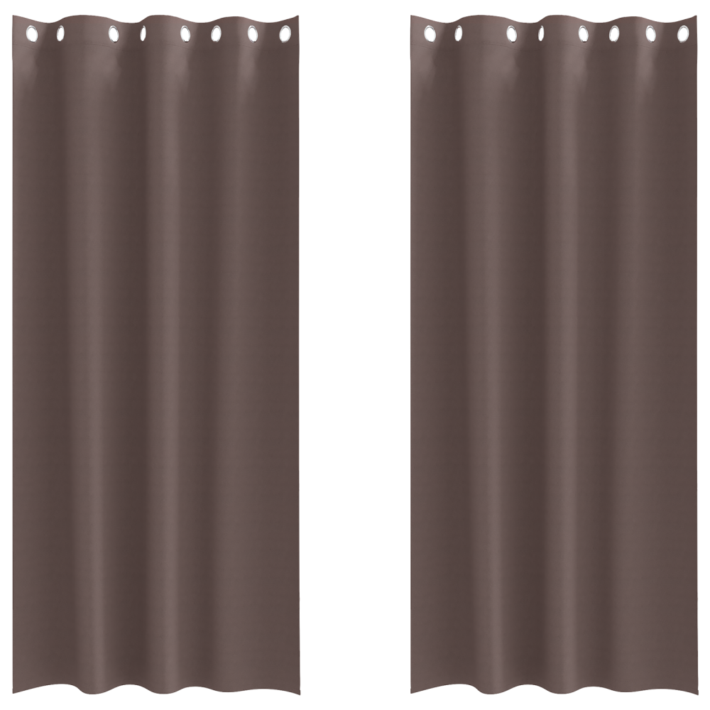 Produktbild för Mörkläggningsgardiner med Ringar 2 pcs Mörkbrun 260 x 140 cm