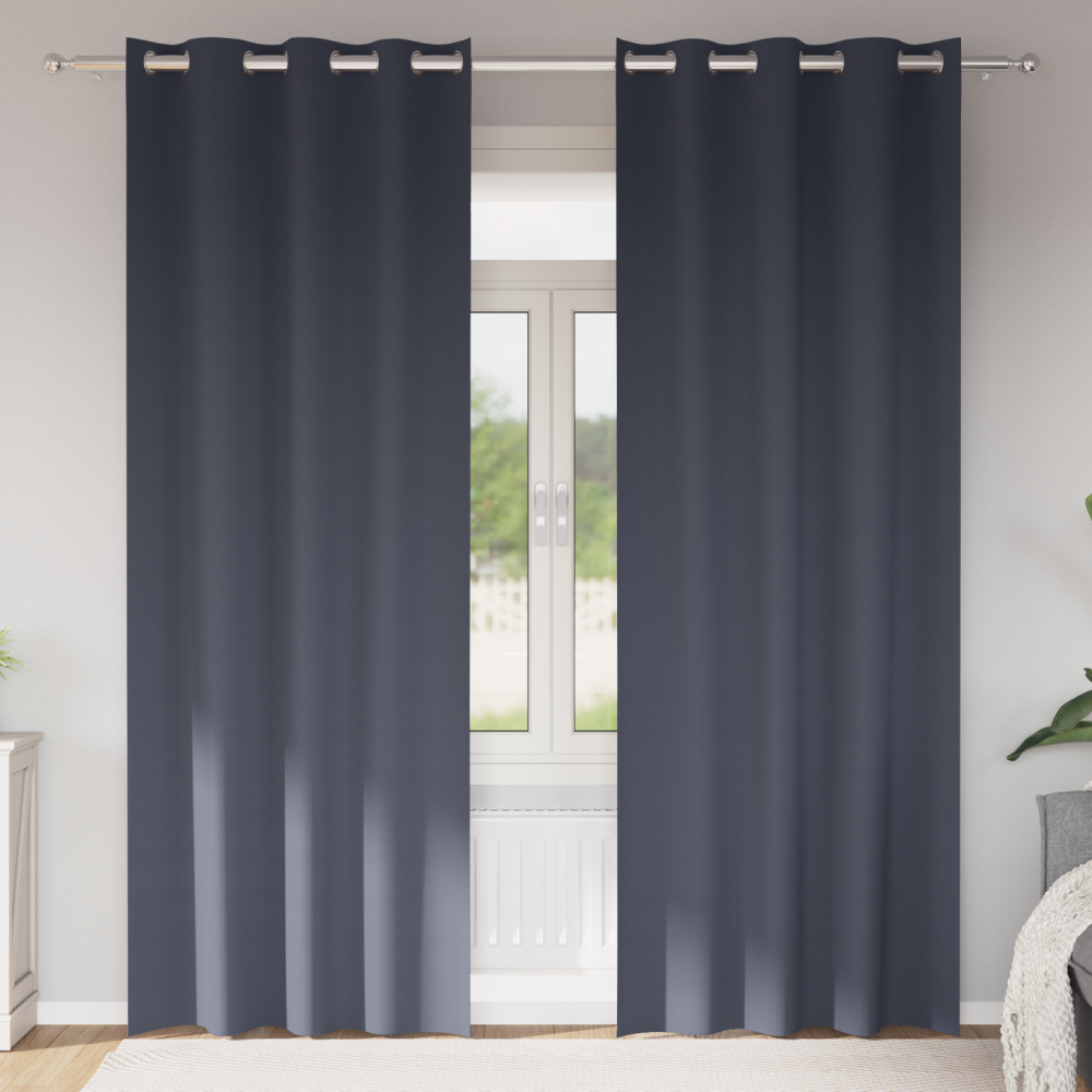 Produktbild för Mörkläggningsgardiner med Ringar 2 pcs Antracit 225 x 140 cm