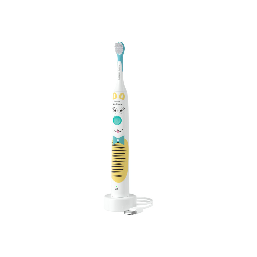 Produktbild för Philips Sonicare For Kids HX3601 - Design a Pet Edition - tandborste - vit/aqyablå