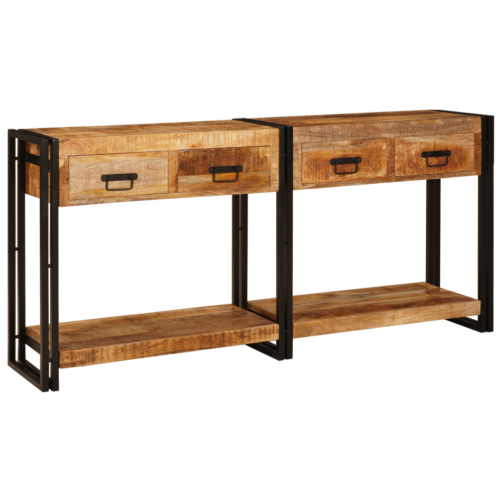 Produktbild för Konsolbord 2 pcs Brun 161 x 33 x 75 cm Massivt mangoträ