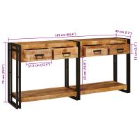 Produktbild för Konsolbord 2 pcs Brun 161 x 33 x 75 cm Massivt mangoträ