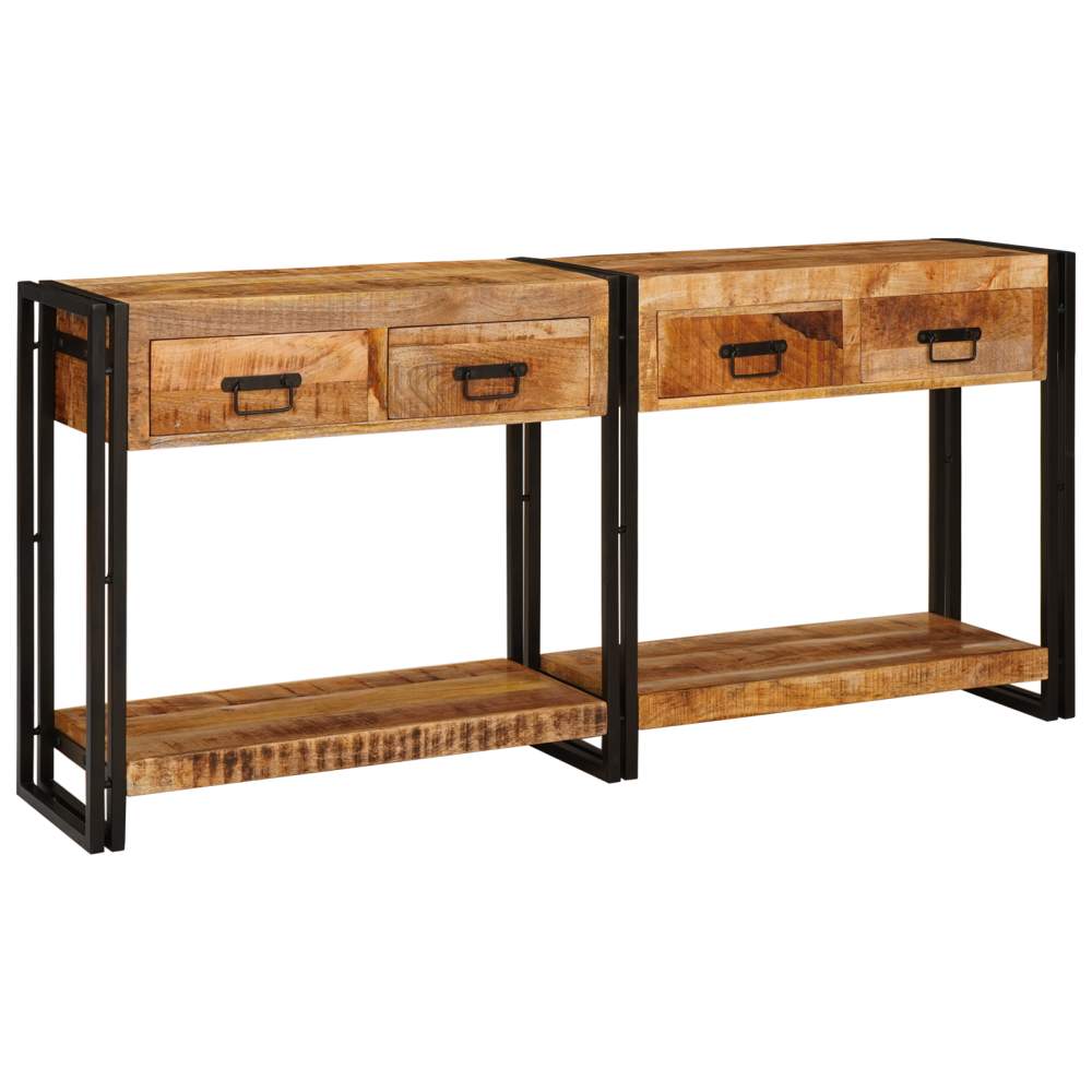 Produktbild för Konsolbord 2 pcs Brun 161 x 33 x 75 cm Massivt mangoträ