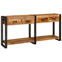Produktbild för Konsolbord 2 pcs Brun 161 x 33 x 75 cm Massivt mangoträ