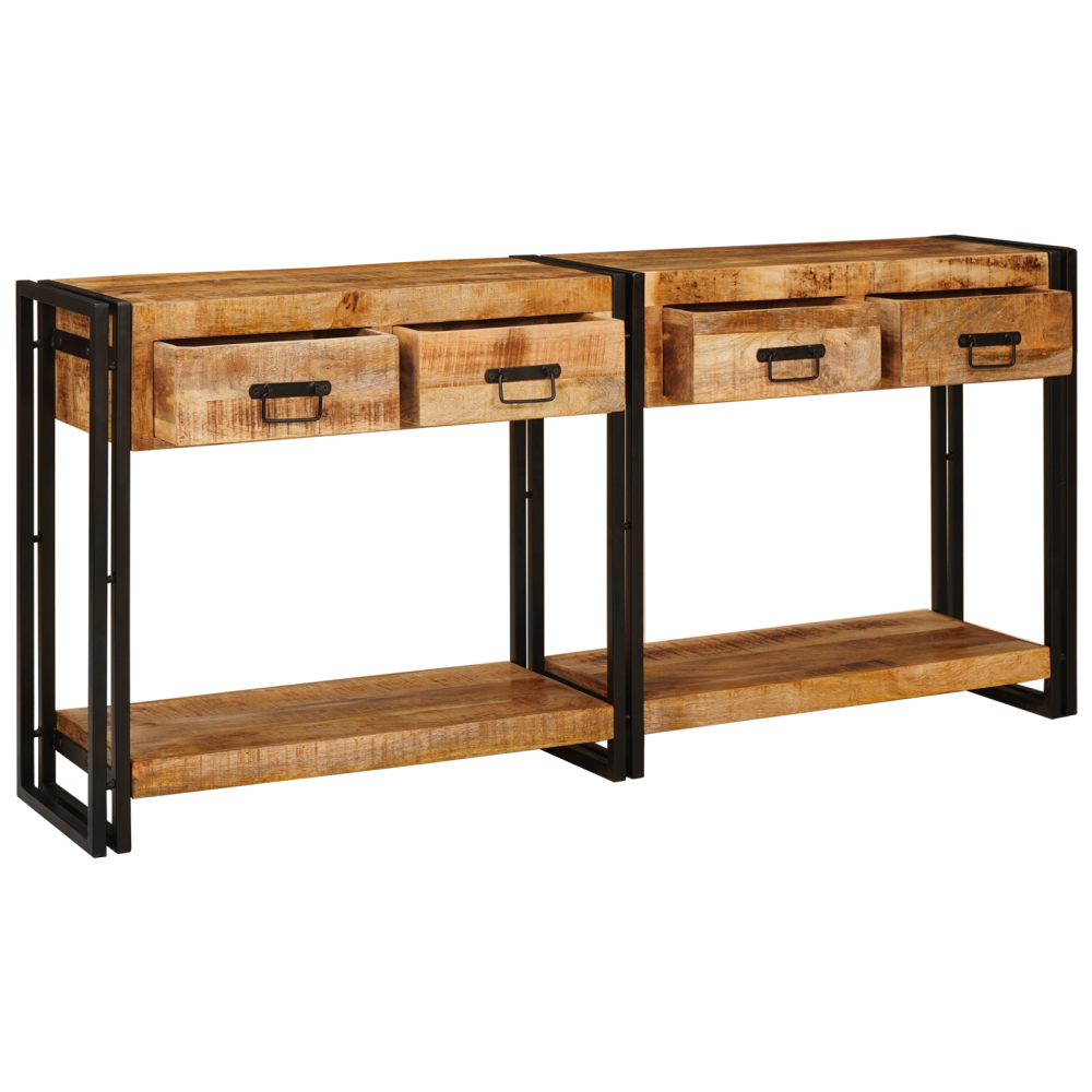 Produktbild för Konsolbord 2 pcs Brun 161 x 33 x 75 cm Massivt mangoträ