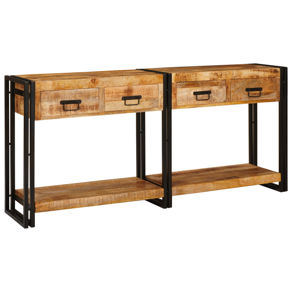 Produktbild för Konsolbord 2 pcs Brun 161 x 33 x 75 cm Massivt mangoträ