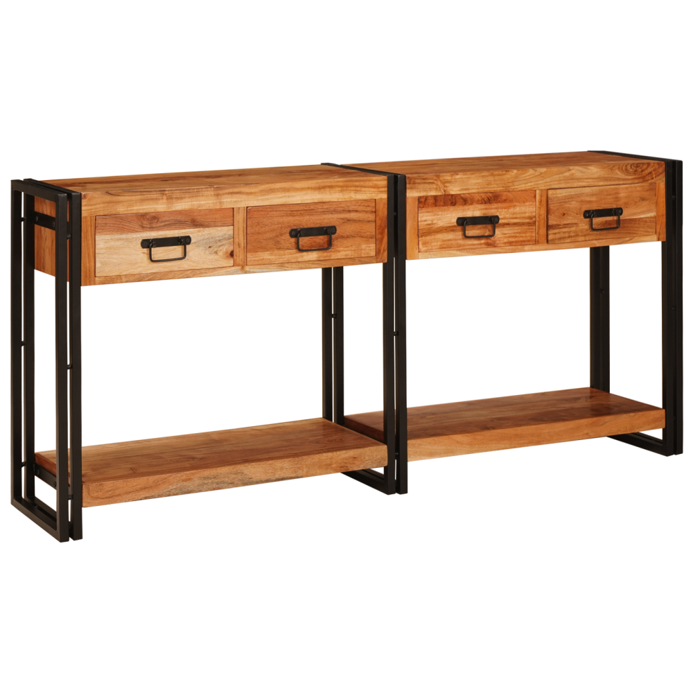 Produktbild för Konsolbord 2 pcs Brun 161 x 33 x 75 cm Massivt Akaciaträ
