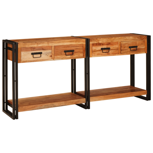 vidaXL Konsolbord 2 pcs Brun 161 x 33 x 75 cm Massivt Akaciaträ