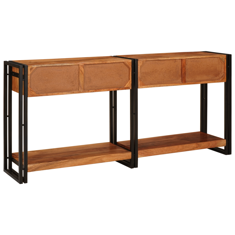 Produktbild för Konsolbord 2 pcs Brun 161 x 33 x 75 cm Massivt Akaciaträ