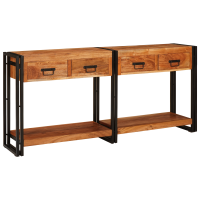 Produktbild för Konsolbord 2 pcs Brun 161 x 33 x 75 cm Massivt Akaciaträ