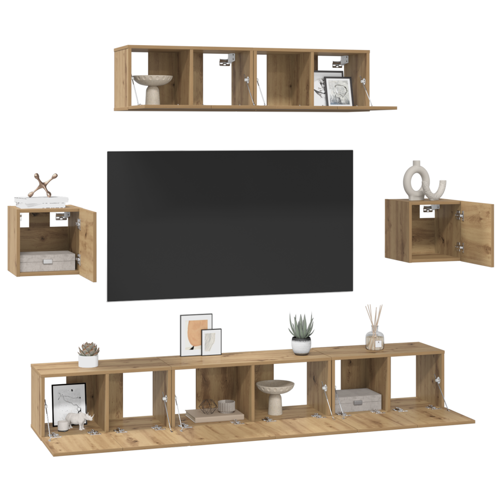 Produktbild för TV-bänkset 7 pcs Artisan Ek Konstruerat trä