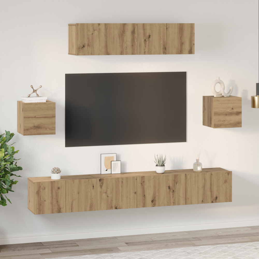 Produktbild för TV-bänkset 7 pcs Artisan Ek Konstruerat trä