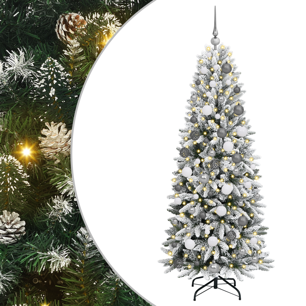 Produktbild för Konstgjord julgran Vit 180 cm PVC, Plast, Stål och PE