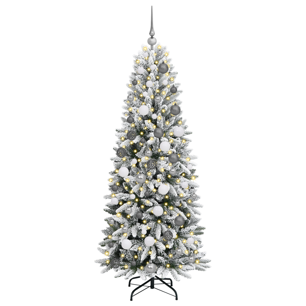 Produktbild för Konstgjord julgran Vit 180 cm PVC, Plast, Stål och PE