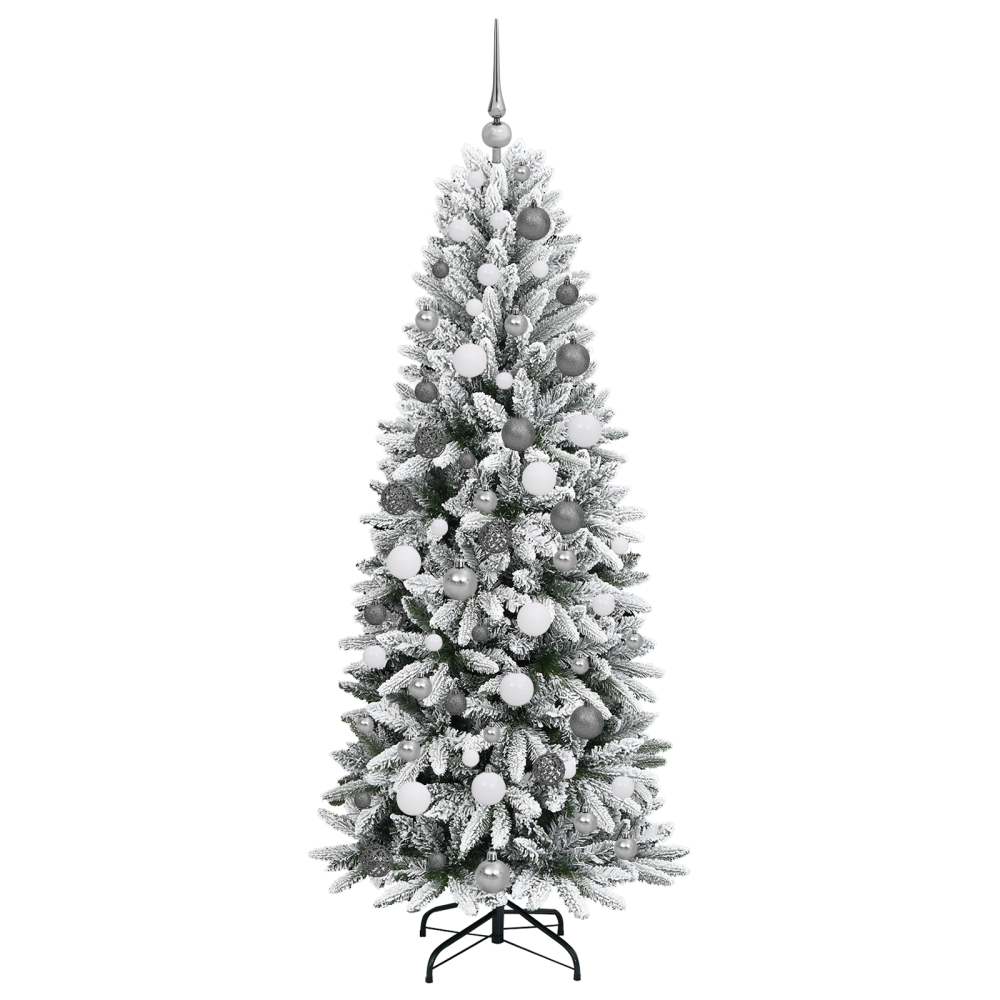 Produktbild för Konstgjord julgran Vit 180 cm PVC, Plast, Stål och PE
