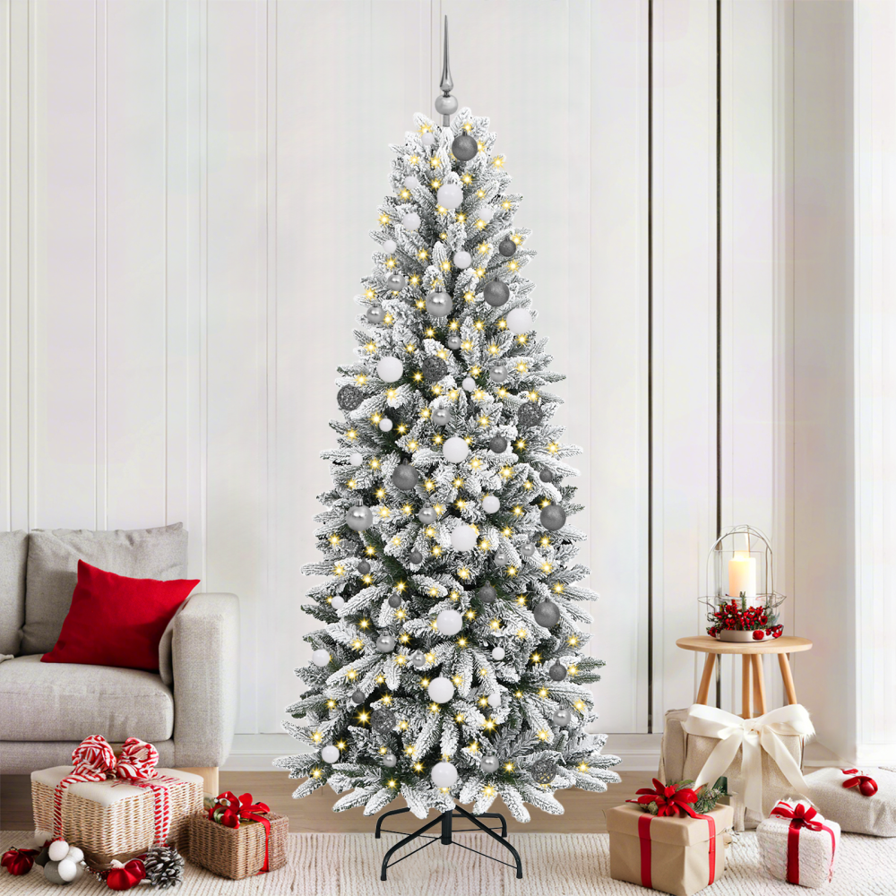 Produktbild för Konstgjord julgran Vit 210 cm PVC, Plast, Stål och PE