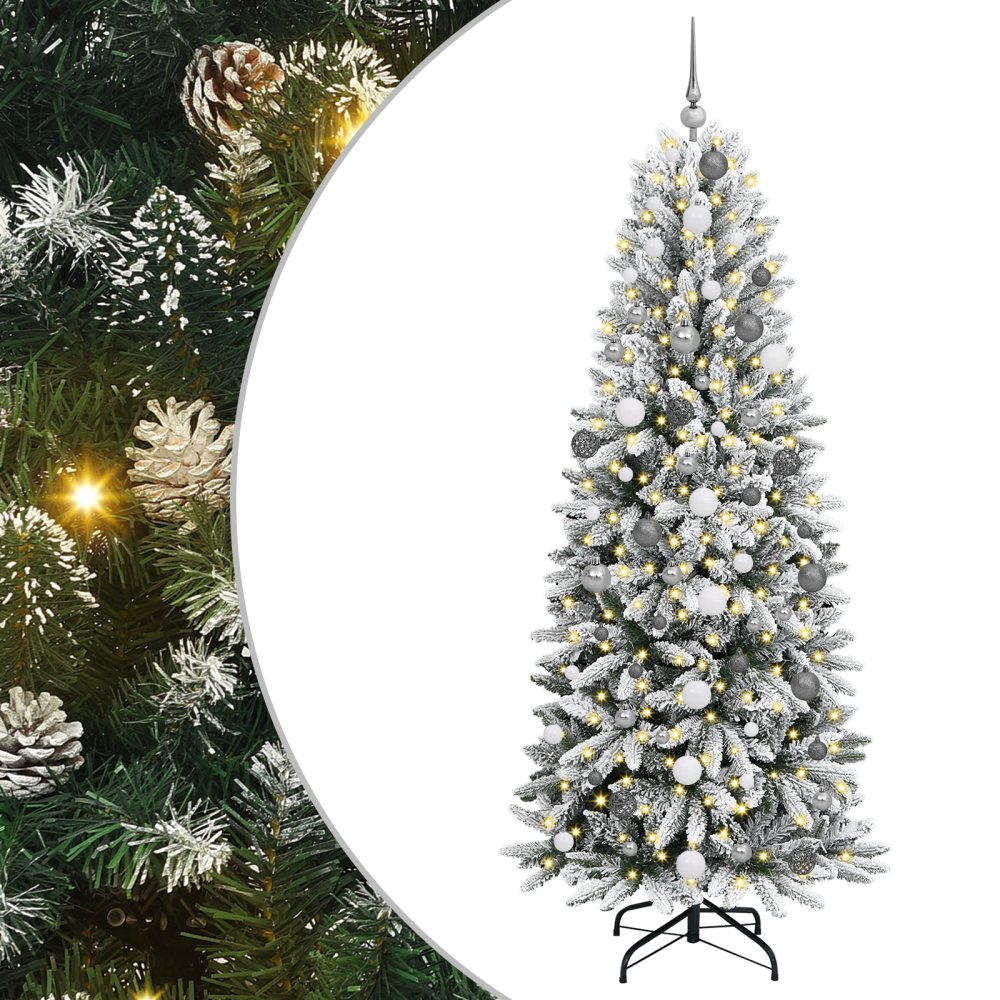 Produktbild för Konstgjord julgran Vit 210 cm PVC, Plast, Stål och PE