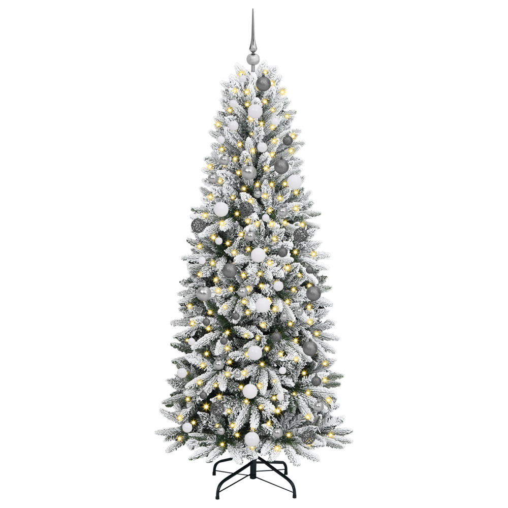Produktbild för Konstgjord julgran Vit 210 cm PVC, Plast, Stål och PE
