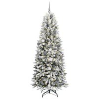 Produktbild för Konstgjord julgran Vit 210 cm PVC, Plast, Stål och PE