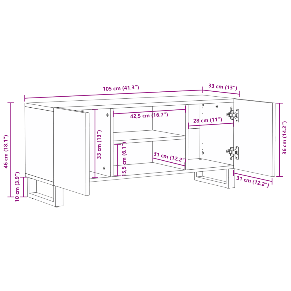 Produktbild för TV Enheter Vit 105 x 33 x 46 cm Konstruerat trä