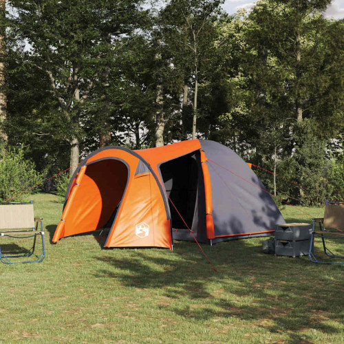 vidaXL Dome Tält Kupol med tak Grå och orange 384 x 254 x 170 cm