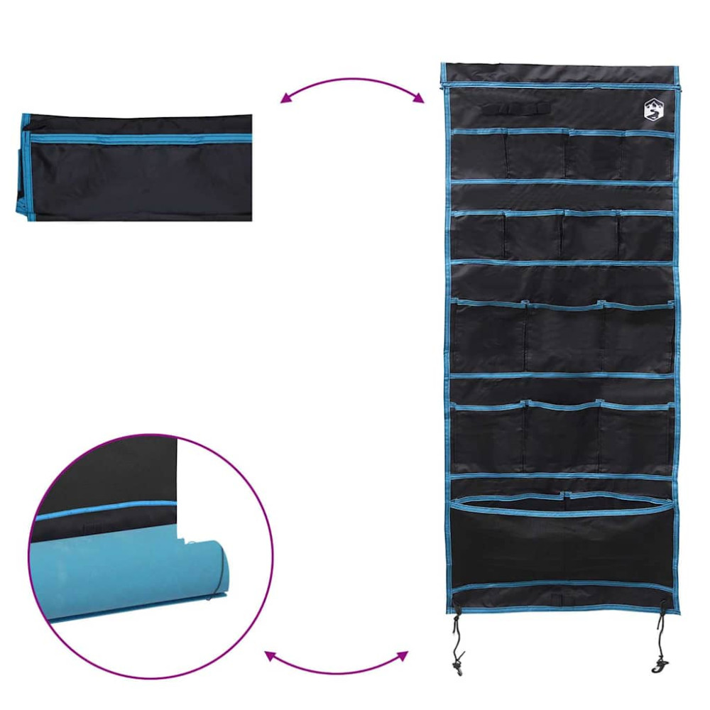 Produktbild för Förvaringspåse med lagring Svart och blå 125 x 48 cm oxford