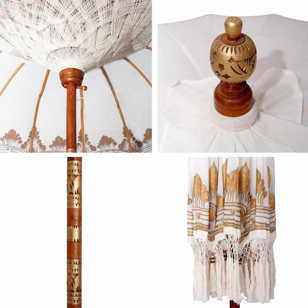 Produktbild för Balinesisk Parasol Kräm 215 x 215 x 260 cm Bomull