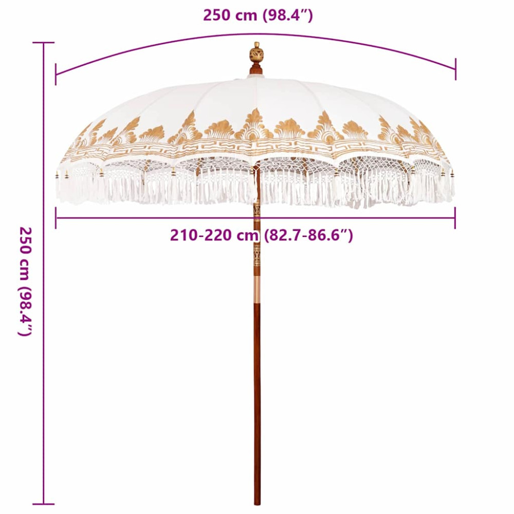 Produktbild för Balinesisk Parasol Kräm 215 x 215 x 260 cm Bomull