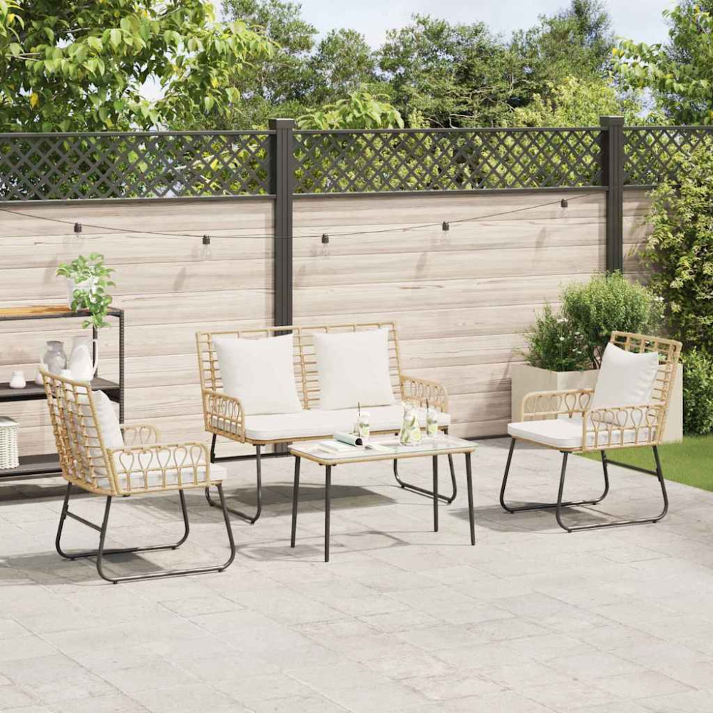 Produktbild för Trädgårdsmöbelset 3 pcs Brun och Kräm konstrotting