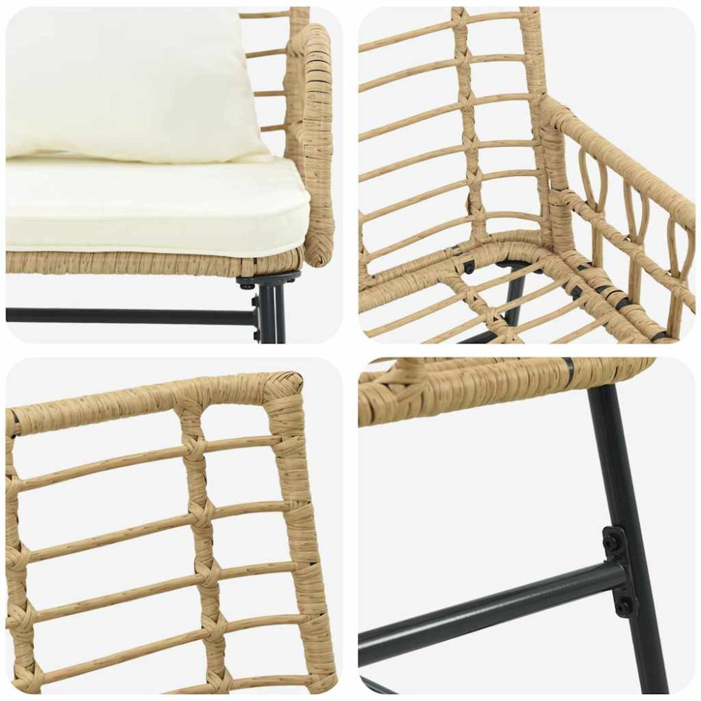 Produktbild för Trädgårdsmöbelset 3 pcs Brun och Kräm konstrotting