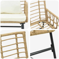 Produktbild för Trädgårdsmöbelset 3 pcs Brun och Kräm konstrotting