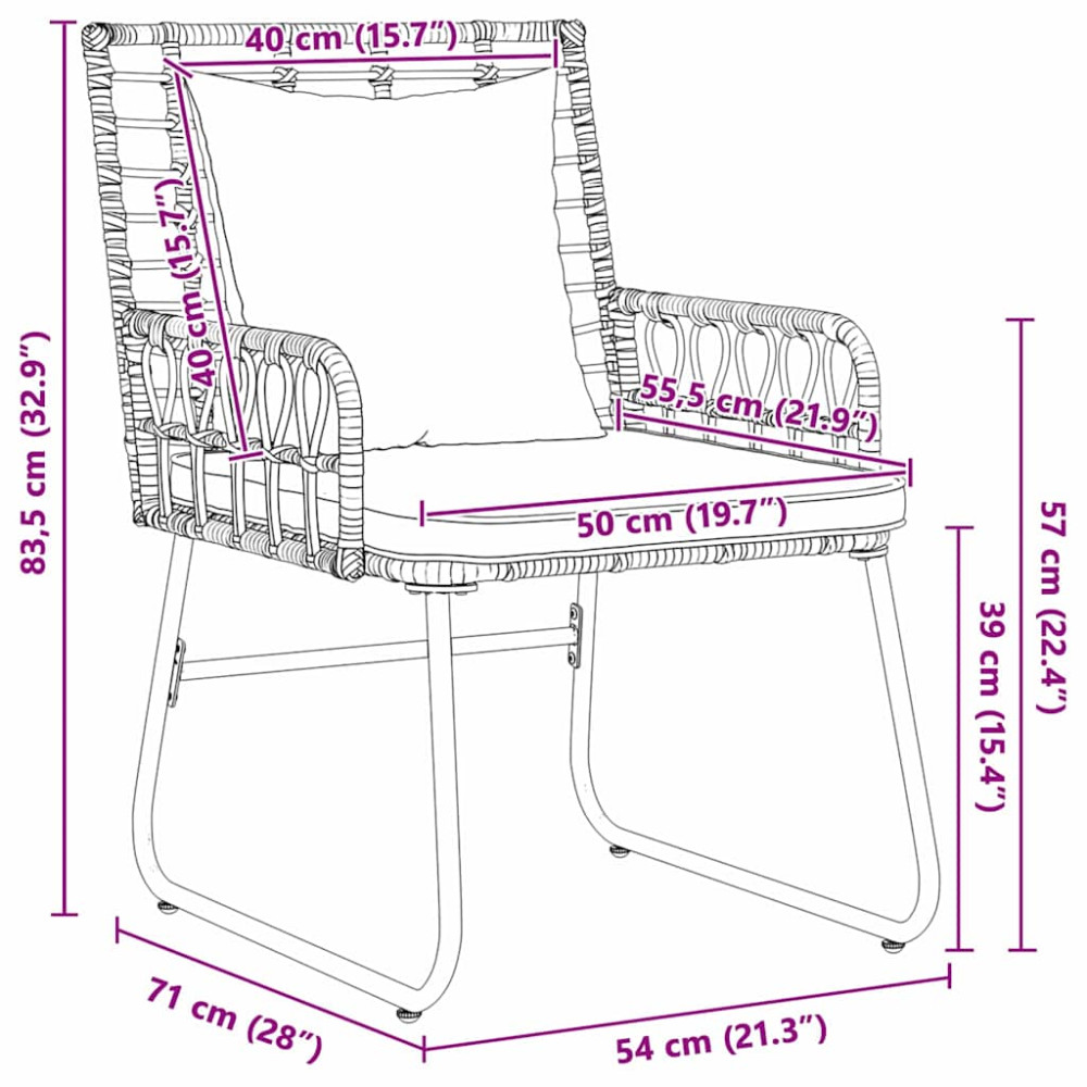 Produktbild för Trädgårdsmöbelset 3 pcs Brun och Kräm konstrotting