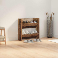 Produktbild för Skoskåp med hylla Gammalt trä 60 x 18 x 60 cm Konstruerat trä